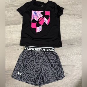 Under Armour Black Top and Gray Shorts Set